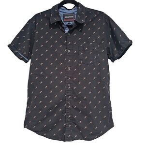 Aeropostale Mens Medium Rose Print Short Sleeve Button‎ Down Shirt